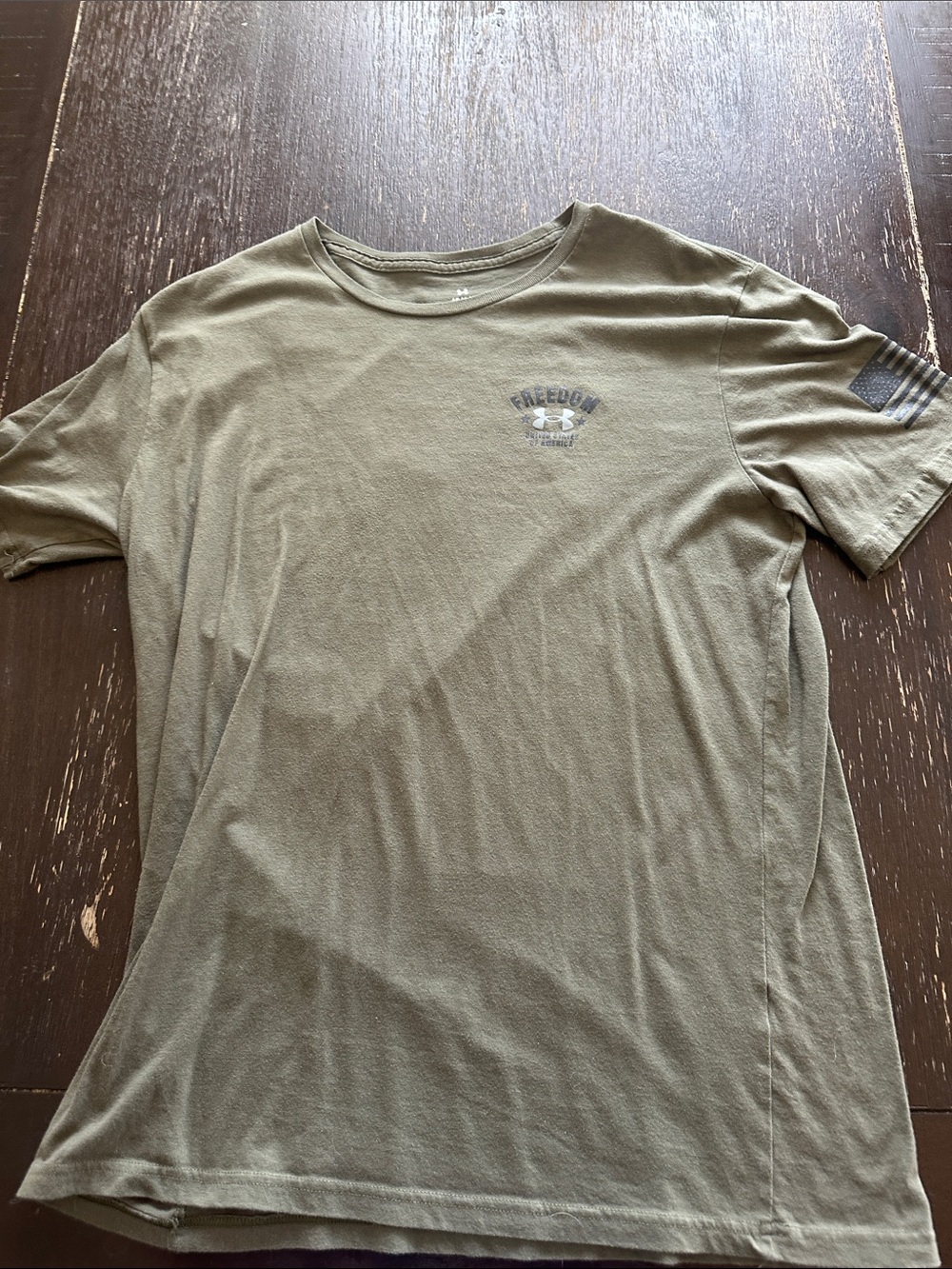 Under Armour Olive Green Freedom Crew Neck Short Sleeve Tee
